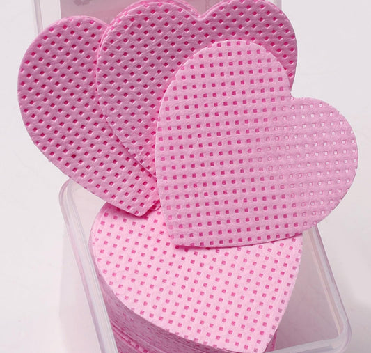Pink heart lint free glue wipes